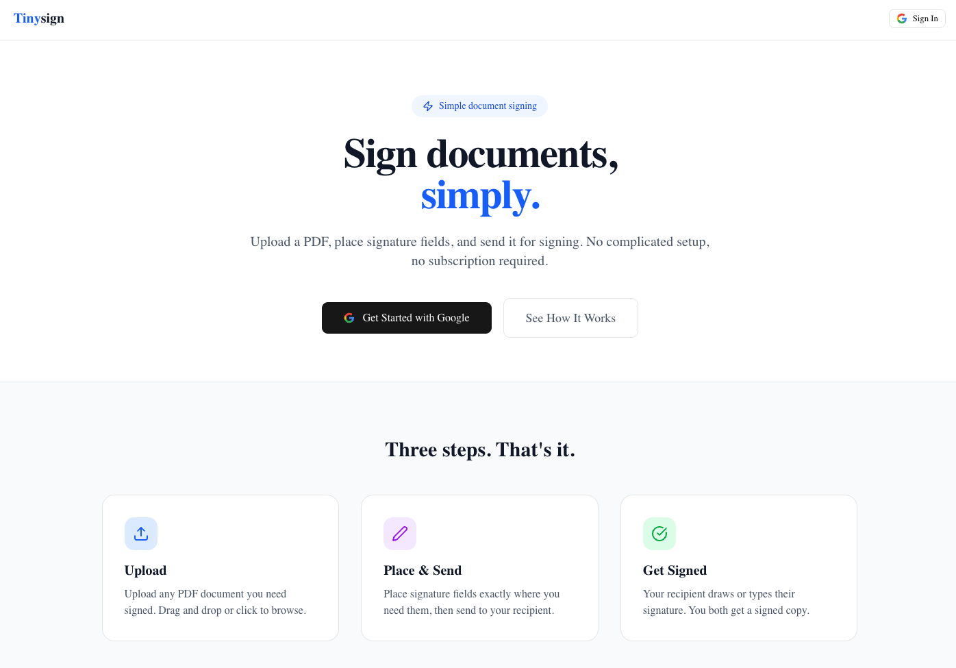 TinySign: A Document Signature Tool Built and Maintained by Agents