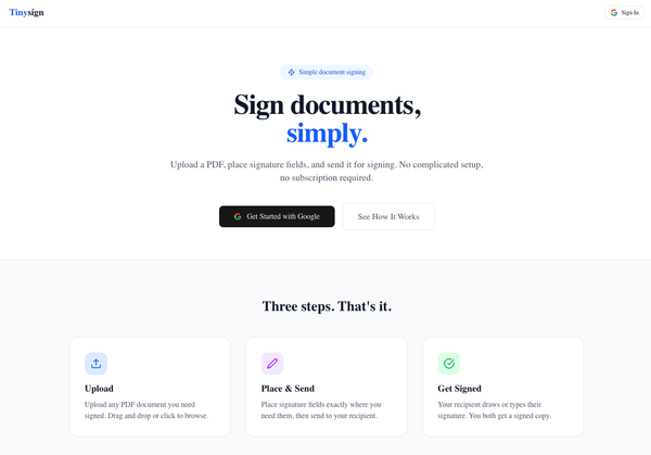 TinySign: A Document Signature Tool Built and Maintained by Agents